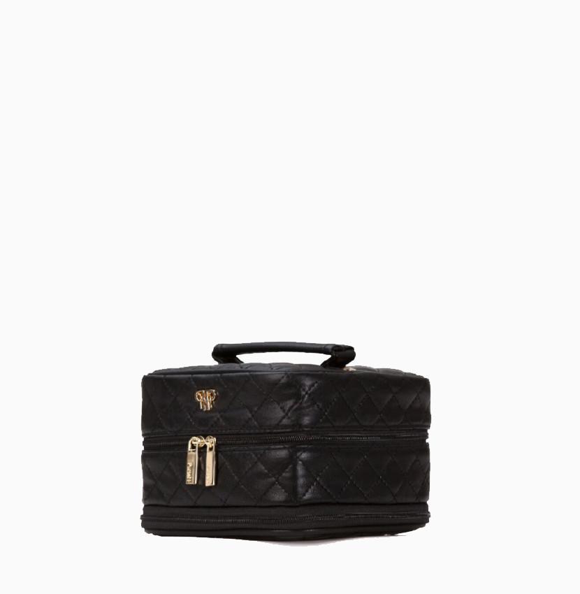 PurseN Tiara Vacationer Travel Jewelry Case Black Quilt 2 Nest Fine