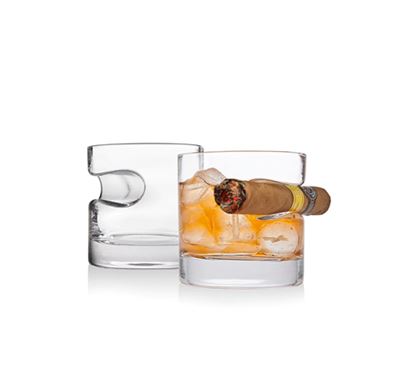 Cigar Holder Whiskey Glasses - Set of 2 - Adorn Goods