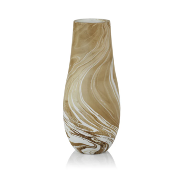 Natural Latte Mango Wood Marbleized Vase - Small