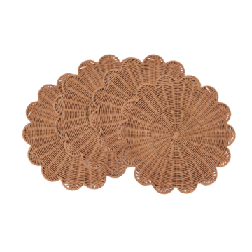Scalloped Rattan Placemats, Set of 4