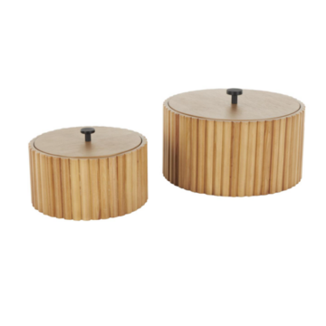 Slatted Decorative Box with Lids, Set of 2
