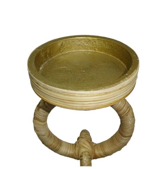 Rattan Wrapped Ring Pillar Candlesticks, Set of 2 - Image 3