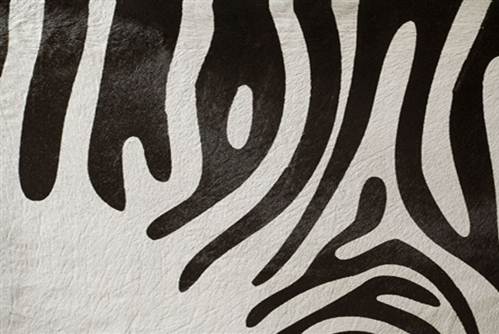 White/Black Zebra Stenciled Cowhide