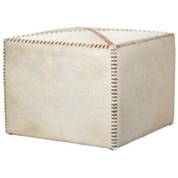 Large White Hide Ottoman