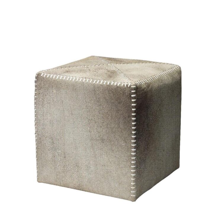 Small Grey Hide Ottoman